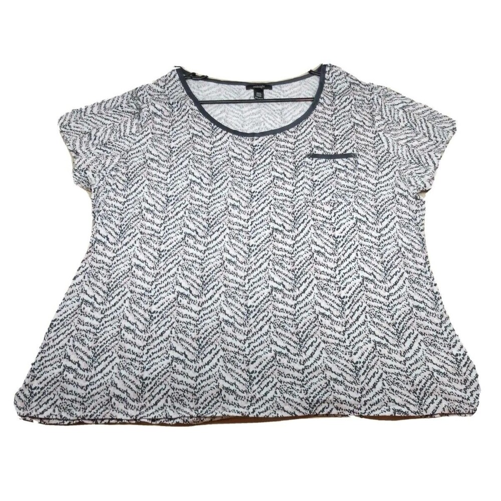 Midnight White Gray Light Pink Zebra print XXL T-shirt with front pocket Women's